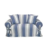Classic Slipcovers Printed Classic Stripe Canvas Loveseat Slipcover, Blue