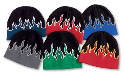 9 Knit Beanie with Flames"