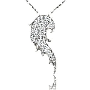 0 35ct diamond 14k white gold angel wing pendant