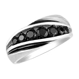 Sterling Silver 1 cttw Black Diamond "Luxury Fit" Gents Ring