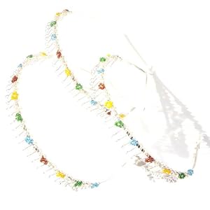 Metal Headband with Teeth with Petite Beaded Flowers Set of 3