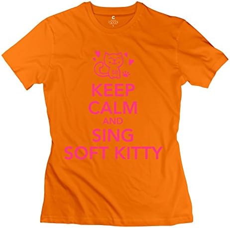 RILI Women's Keep Calm Sing Soft Kitty T-shirt Size L Orange