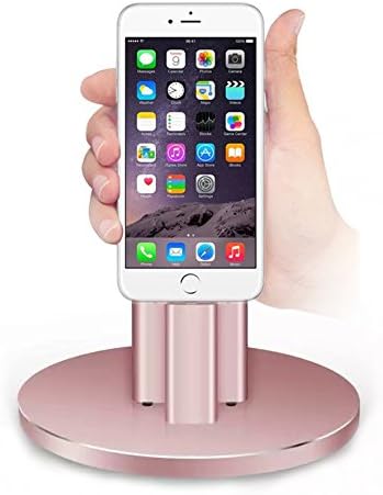iPhone 7 Charger,REXIAO Adjustable Charging Dock Stand with Charging Cable With Aluminum Body for iPhone5/5s/6/6plus/SE/Apple Pencil Charging Station,(Rose Gold)