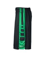 Sports: Nike Mens Elite Stripe Basketball Shorts-Black/Action Green-XL - Nike