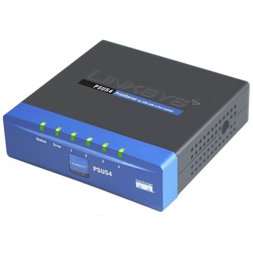 Linksys PSUS4 PrintServer Built-in 4-port 10/100 Ethernet switch 1 USBthumbnail