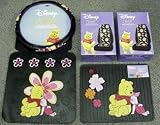 Winnie the Pooh & Piglet Paradise 7pc Combo Set Front & Rear Floor Mats, Seat Covers & Steering Wheel Cover Plus Bonus License Plate Frame