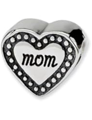 Mom Heart Charm in Silver For 3mm Charm Bracelets