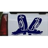 8in X 5.3in Navy -- Cowboy Boots Western Car Window Wall Laptop Decal Sticker by Rad Dezigns