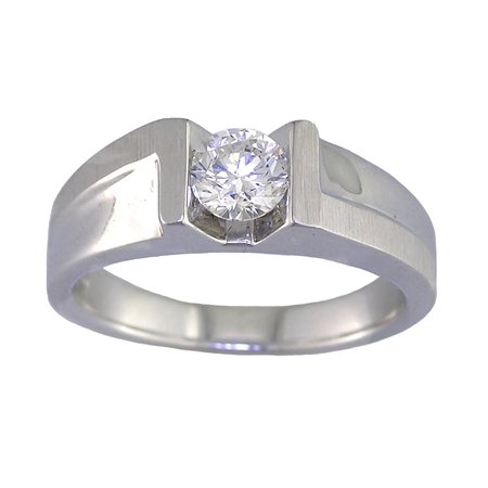 0.80 ct. Men's Diamond Ring Engagement Solitaire Style in 18K White Gold in VVS Clarity, Available in Sizes 7, 8, 9, 10, 11, 12