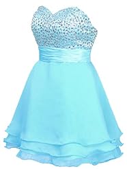 Strapless Chiffon/Silk Cocktail Short Crystals Crystal Evening Dress/Mini Dress 