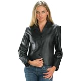 3 Button Ladies Short Soft Leather Jacket Blazer by USA Leather