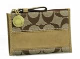 Coach Siganture Stripe Zip Top Coin Case Bag 42613 Camel