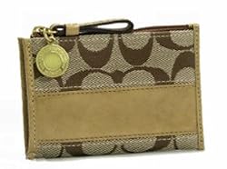 Coach Siganture Stripe Zip Top Coin Case Bag 42613 Camel