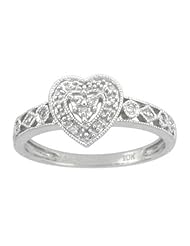 10k White Gold Diamond Heart Ring (0.04 cttw, I-J Color, I2-I3 Clarity)