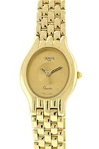 Geneve 14K Solid Gold Watch Oval Radiant with two-tone gold colored iridescent dial