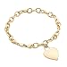 4mm Rolo Heart Charm Bracelet, 14K Yellow Gold title=