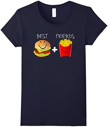 Women's Burger And Fries Are Best Friends T Shirt XL Navy
