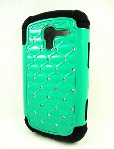 Thousand Eight(TM) For Samsung Galaxy Exhibit T599 Diamond Studded Silicone Rubber Skin Hard Case + [FREE LCD Screen Protector Shield(Ultra Clear)+Touch Screen Stylus] (Diamond teal green)