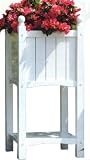 DMC C70410 16-Inch White Lexington Square Standing Planter with Shelf