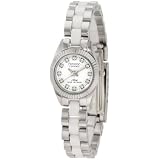 Armitron Women's 75/4034WTSV White Ceramic Swarovski Crystal Accented Silver-Tone Watch