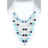 Bib Necklace: Amazonite, Lapis, Blue Lace Agate, Quartz