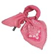 100% Silk Crepe Embroidered Rose Square Neckerchief Scarf - Mauve Pink
