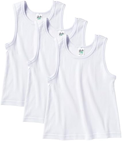Jack &amp; Jill Boys White 100% Cotton Tank Undershirts - 3 Pack (Size 16)