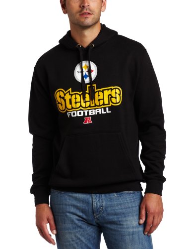 NFL Men's Pittsburgh Steelers Critical Victory V Long Sleeve Hooded Fleece Pullover (Black, Small)