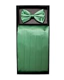 Green Solid Cummerbund and Bow Tie Set