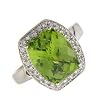 14k White Gold Diamond Peridot Ring Simple Elegance