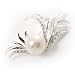 Rhodium Plated Delicate Faux Pearl Fashion Brooch