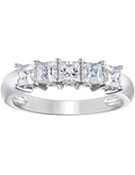 Sterling Silver Swarovski Zirconia 1cttw Princess Cut 5 Stone Anniversary Ring