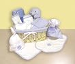 BASKET 12PC-BLUE DELUXE - BABY GIFT SETS