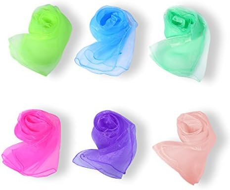 Vchanel Hemmed Square 24" Scarves,Music Rhythm Fun Magic Show Scarves (6 Colors per Package)