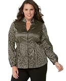 Alfani Plus Size Double-Collar Metallic Striped Shirt