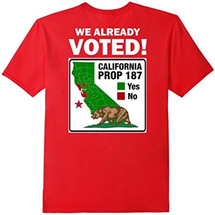 Men's California T-Shirt Prop 187 Illegal Alien Funny Graphic Tee 3XL Red