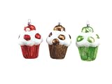 Pack of 12 Candy Crush Red, Brown & Green Glass Cupcake Christmas Ornaments 5