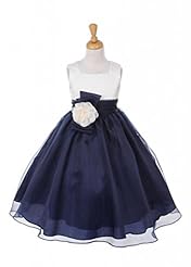 Girls Lace-Up Satin Sleeveless Flower-Girl Dress  With a Sash 