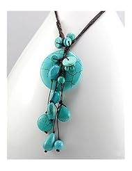 Cotton Waxed Thread Reconstructed Turquoise Necklace