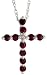 14k White Gold 18 Chain & 5/8 (16mm) tall Cross Pendant, w/ 0.45 Total Carat Weight of Round Brilliant Diamond & Round Cut Ruby Stones