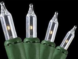 Set of 50 Clear Mini Christmas Lights - Green Wire