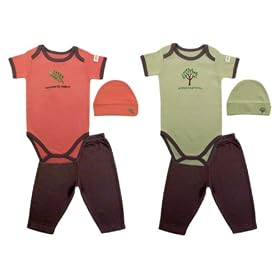 Hudson Baby Organic Touched By Nature Neutral Designs Set, Green-Tree