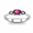 14K White Gold Rhodolite Garnet and Diamond Ring