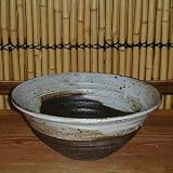 洗面ボウル 信楽焼 (和風 陶器製) 炭化白化粧 ろくろ目 (手洗い鉢/洗面鉢/洗面ボール)