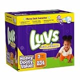 41TBhpgXWcL. SL160  Luvs Luvs Ultra Leakguards Diapers, Size 3, 16 to 28 lbs 234 ct (Quantity of 1)