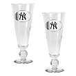 New York Yankees 2pc Pilsner Glass Set with Baseball on stem - Oval Logo MLB Baseball