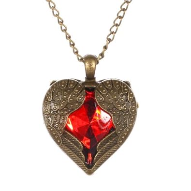 Cheap Girls Jewelry Yazilind Jewelry Bronze Heart Angel Wing with Red Rhinestone Pendant Long Retro Chain Necklace Clothes for Woemn Gift Idea For Sale