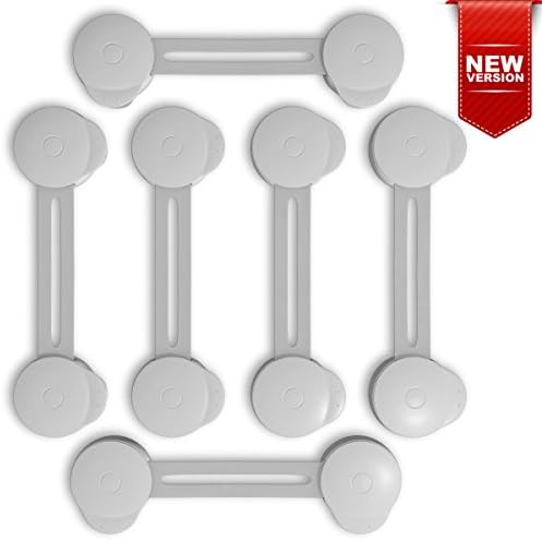 2017 Newest Model - Childproof Cabinet Locks - 6 Piece Adhesive Lock Set to Secure Your Home - Today Get 100% Money Warranty - No Drilling Needed, No Keys - Safe Baby and Safe Cabinets, Storage, Doors