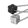 Stainless Steel Couples LOVE Cubic Zirconia Cube Pendant Necklace 18"/20"-24"