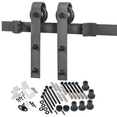 Barn Door Hardware Kit - 6 1/2 Ft. Bent Strap Sliding Barn Doors - Matte Black by Renin